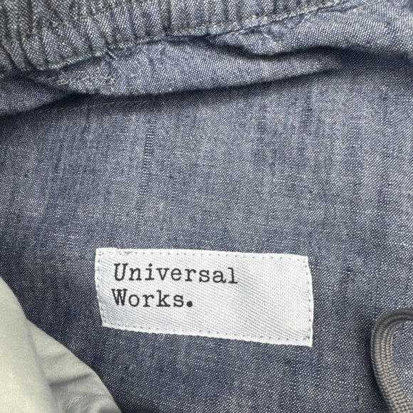 Universal Works Hi Water Indigo Chambray Crop Trouser Pant Elastic Waist Sz 32 - Picture 5 of 11